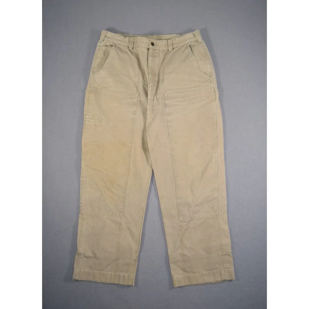 Gander Mountain Pants Mens 36x30 Khaki Canvas Double Knee Workwear Heavyweight